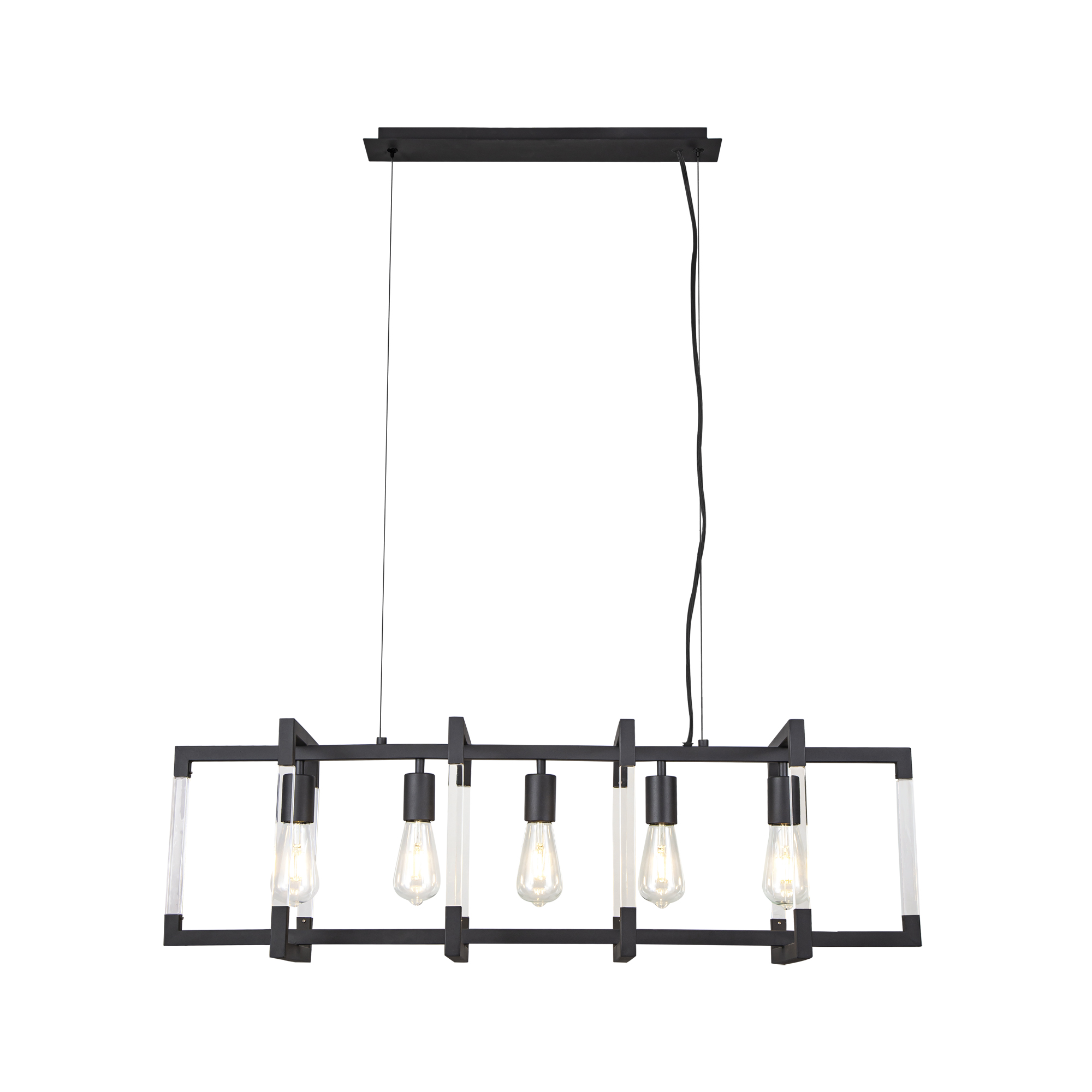 IL32853  Canto Rectangle Rectangular Pendant 5 Light Graphite